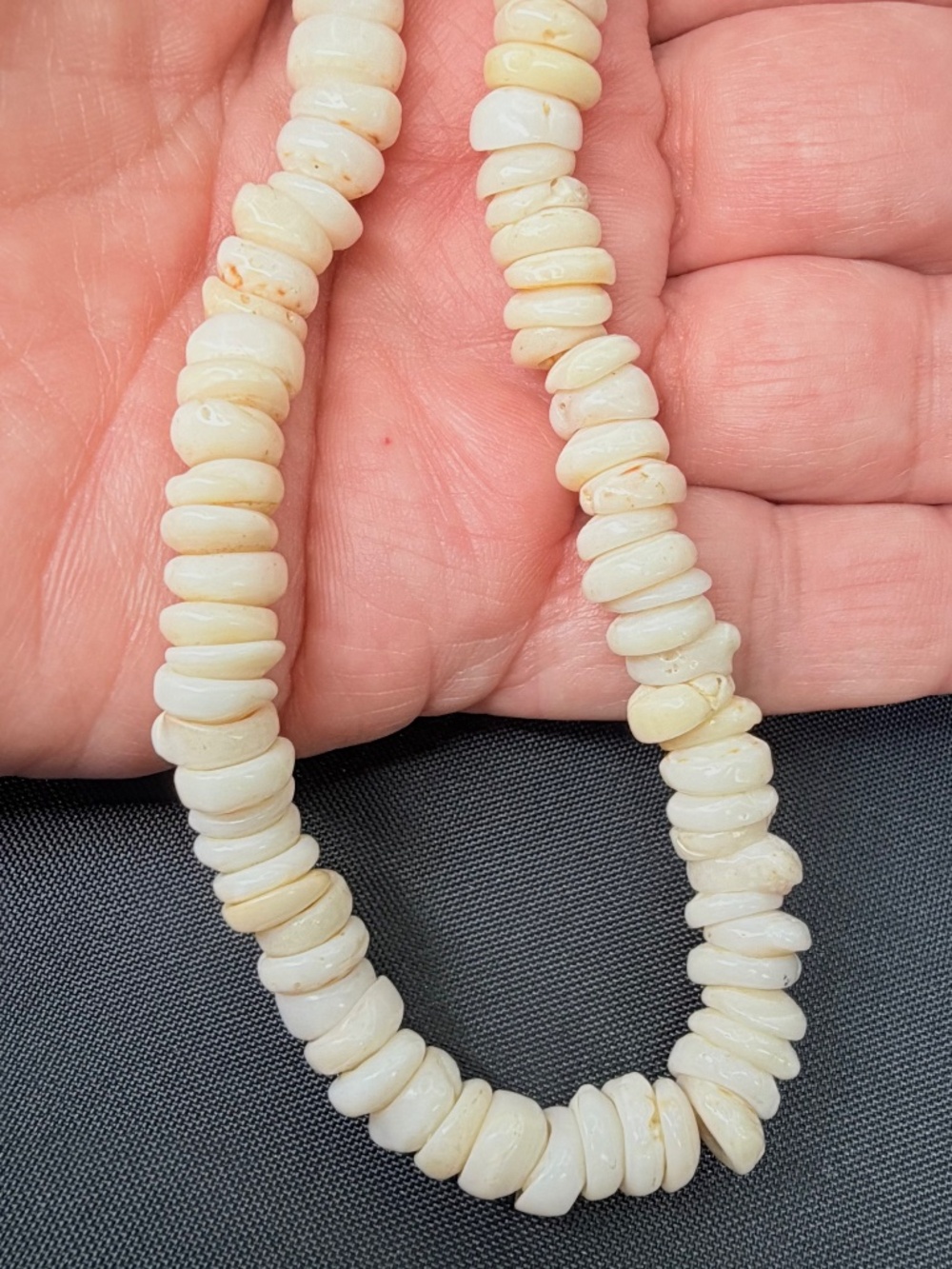 Vintage Puka Shell Necklace Surfer Beach Boho Fashion Barrel Clasp, 16" long